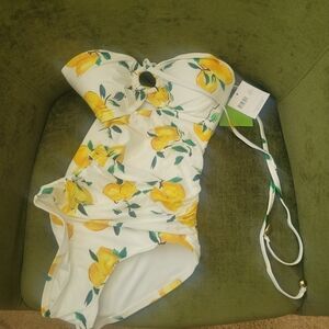 NWT Kate Spade lemon bandeau one piece swimsuit XS